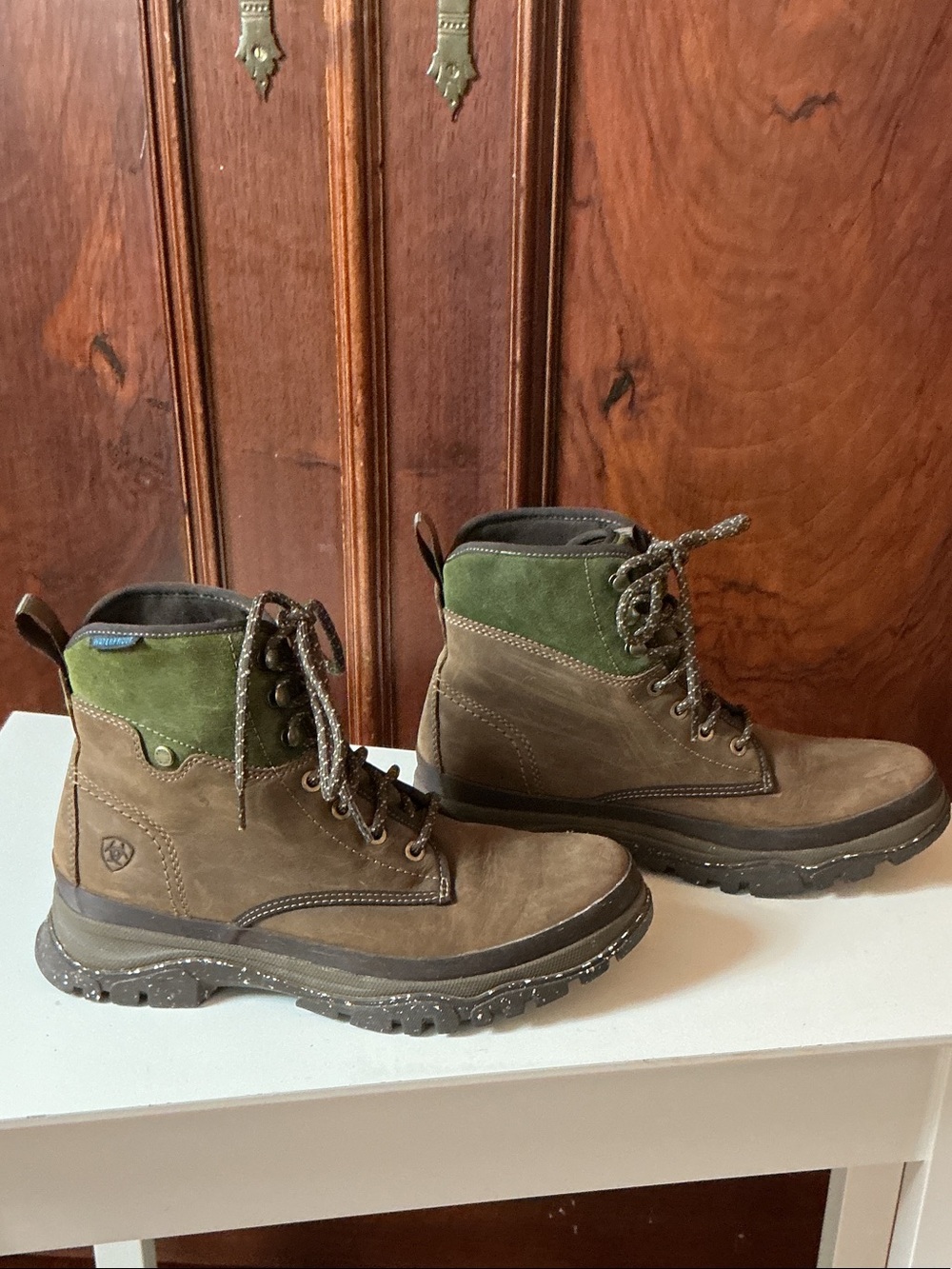 Ariat Brown and Green Lace-Up Hiking Boots - Picture 3 of 10